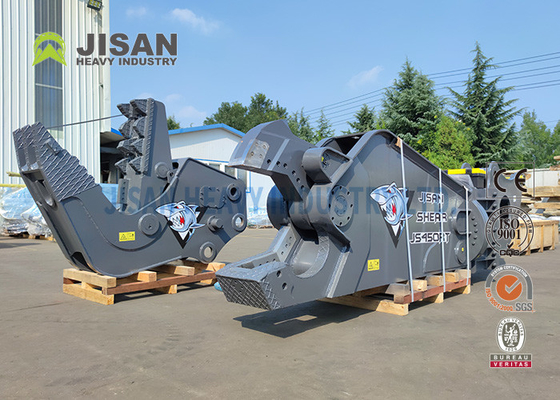 Schrottmaterialeschneiden und -gewinnung mit Teyun Tycs450rt Hydraulikschere für Bagger auf Industrieabbruchstätten